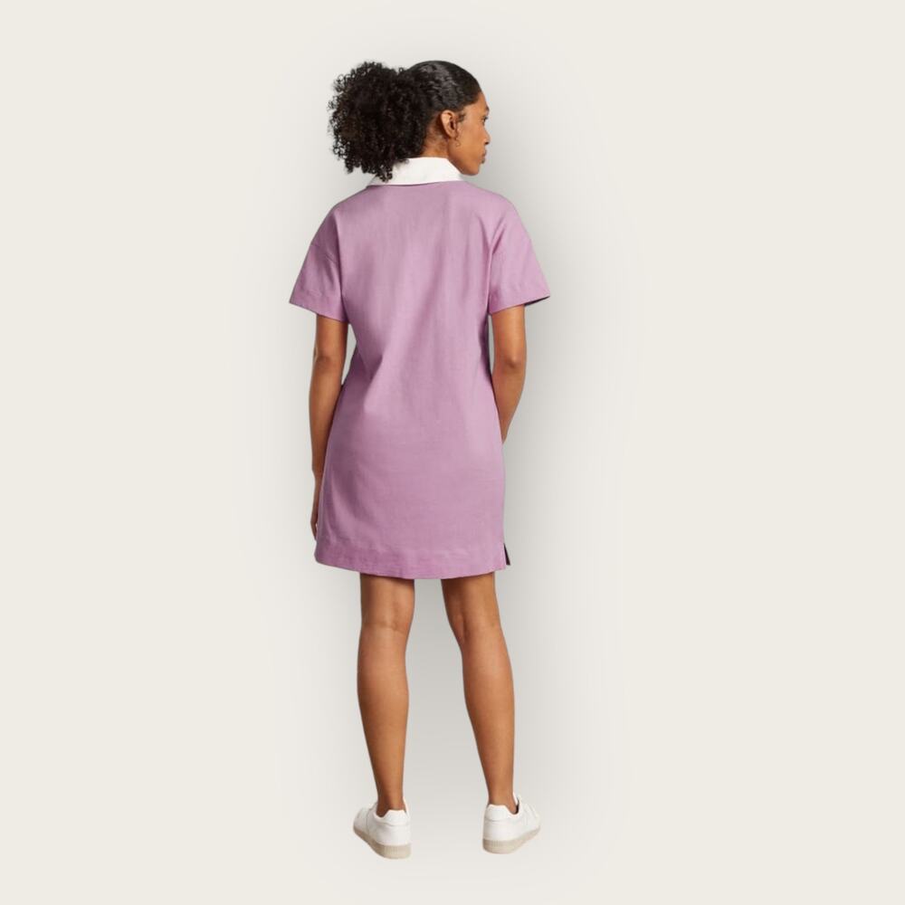Everlane Organic Cotton Polo Dress | Small Mauve Short Sleeve Sustainable Preppy - Picture 8 of 9